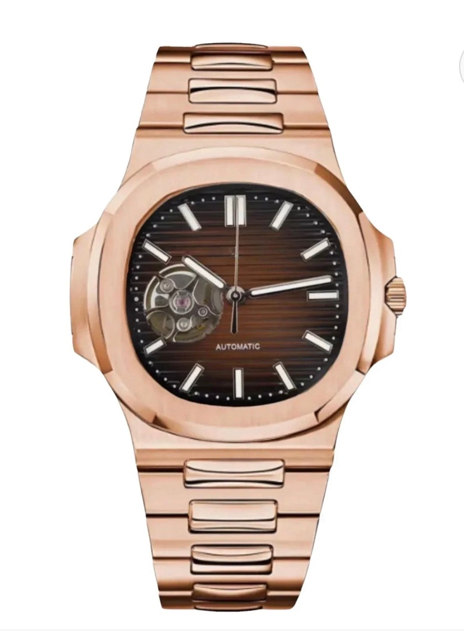 Montre Sport Chic Or Rose & Chocolat Cœur Ouvert