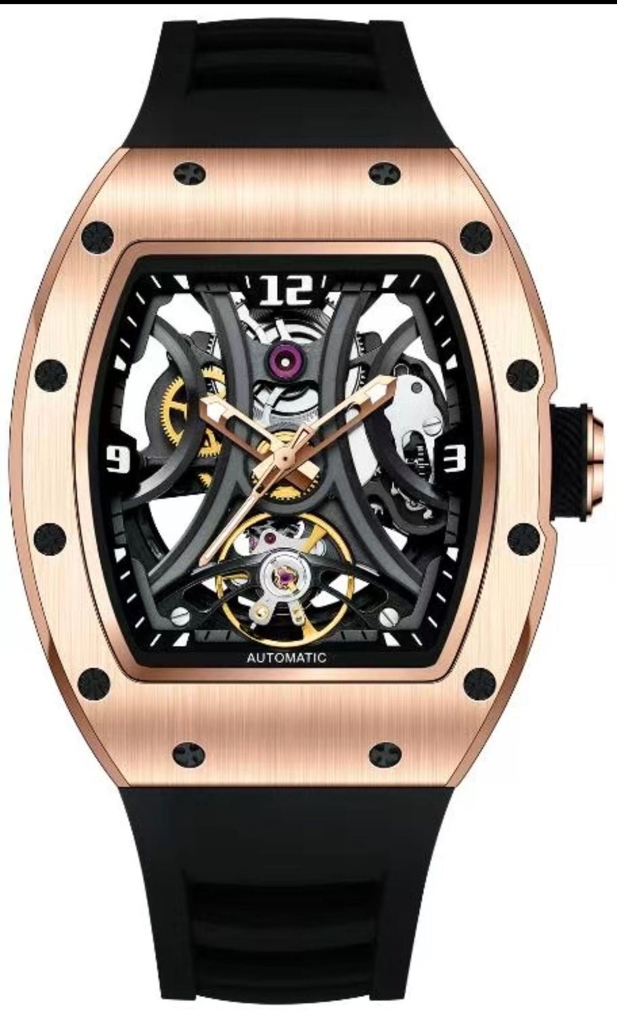 Montre Design Or Rose Squelette