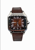 Montre Carrée Marron Cuir