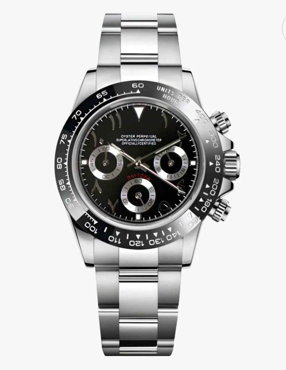 Montre Chronographe Noir Chiffres Arabes