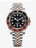 Montre GMT Lunette Marron-Noir Argent & Or
