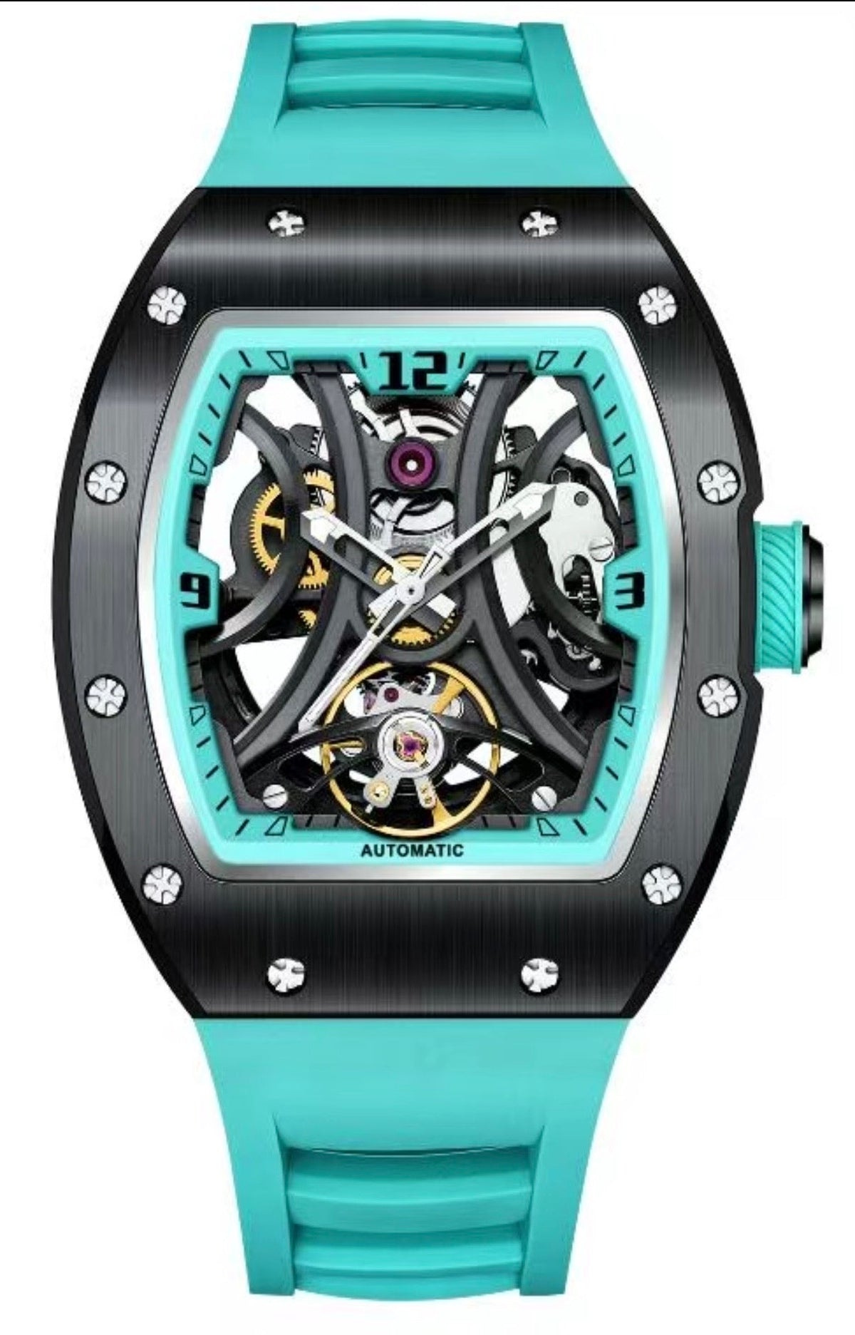 Montre Design Bleu Ciel Squelette