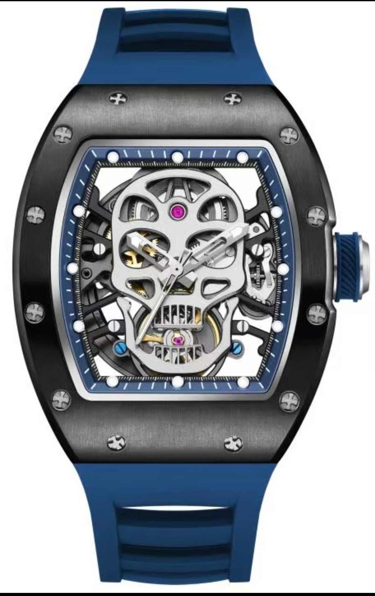 Montre Design Bleu Tête de Mort