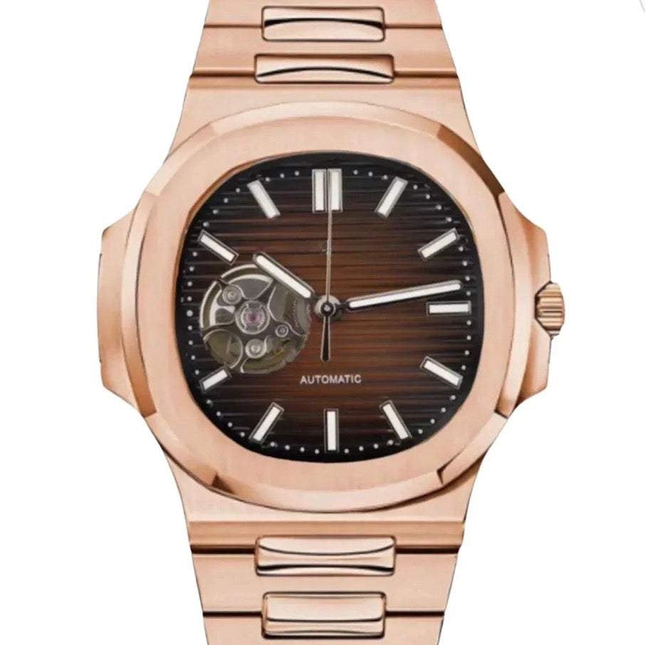 Montre Sport Chic Or Rose & Chocolat Cœur Ouvert