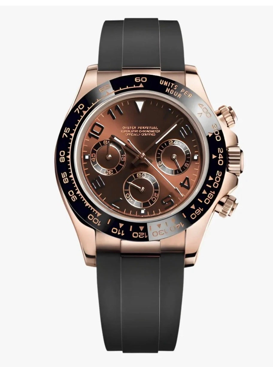 Montre Chronographe Chocolat & Or Rose