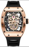 Montre Design Or Rose Tête de Mort