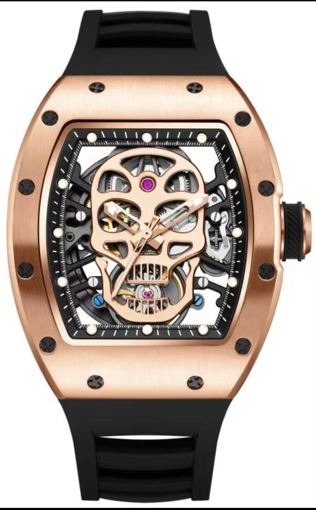 Montre Design Or Rose Tête de Mort