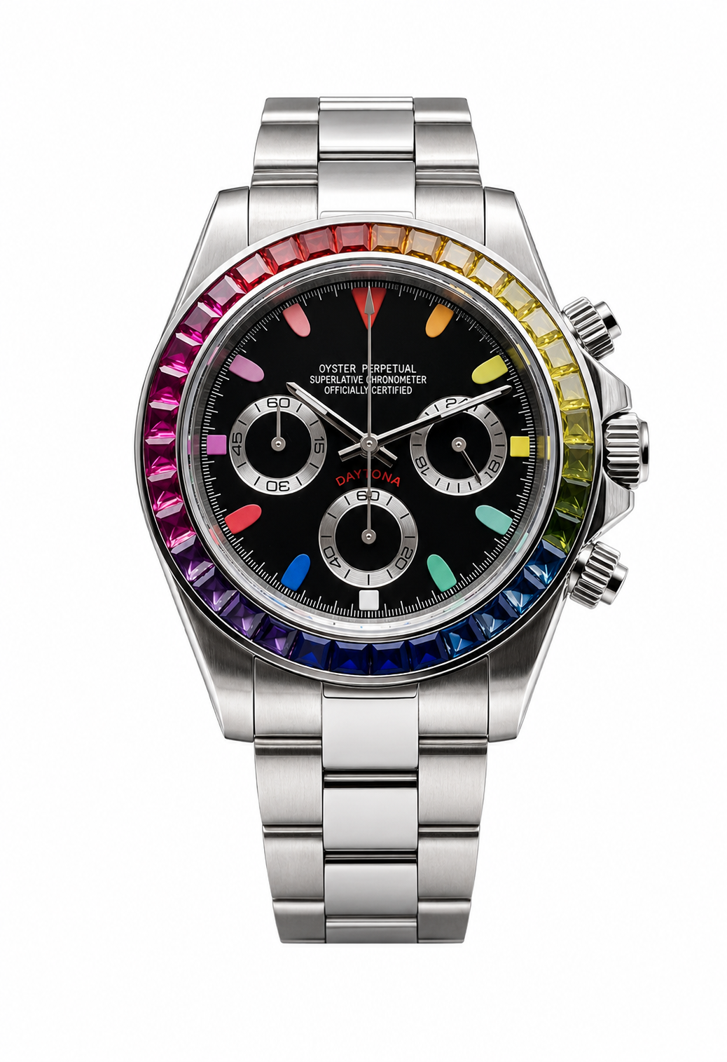 Montre Chronographe Argent Arc-en-Ciel