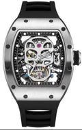Montre Design Tête de Mort Noir & Argent