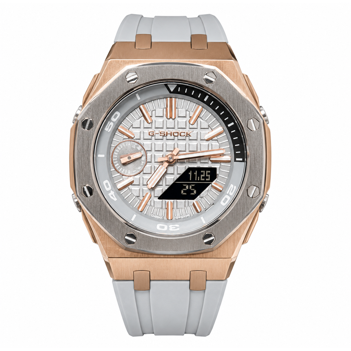 Montre Sport Robuste Or Rose & Blanc