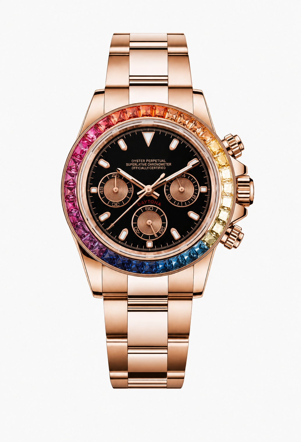Montre Chronographe Or Rose Arc-en-Ciel