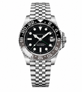 Montre GMT Lunette Noir-Gris Bracelet Maillons