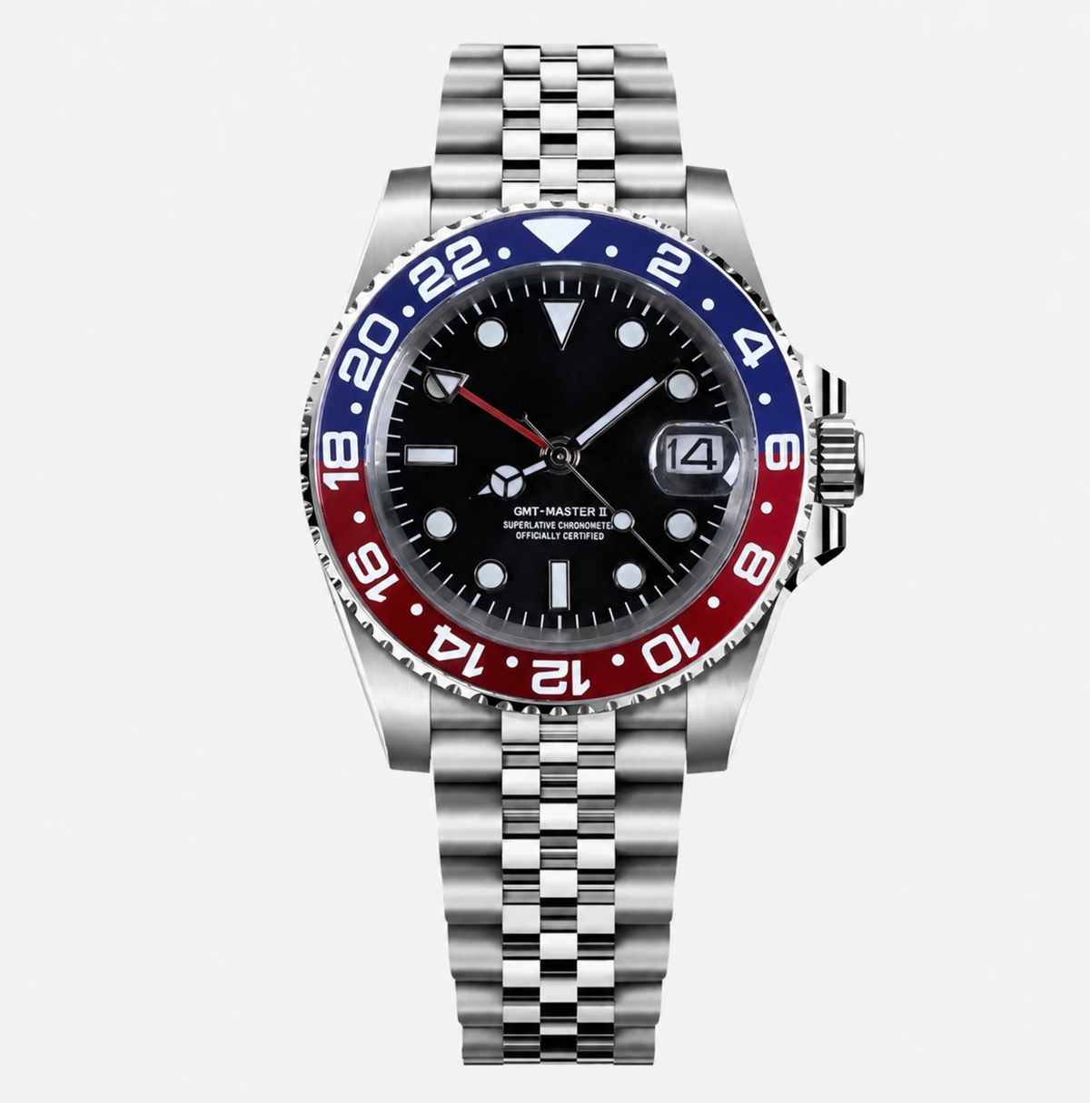 Montre GMT Lunette Bleu-Rouge