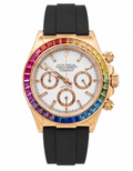Montre Chronographe Arc-en-Ciel Bracelet Caoutchouc