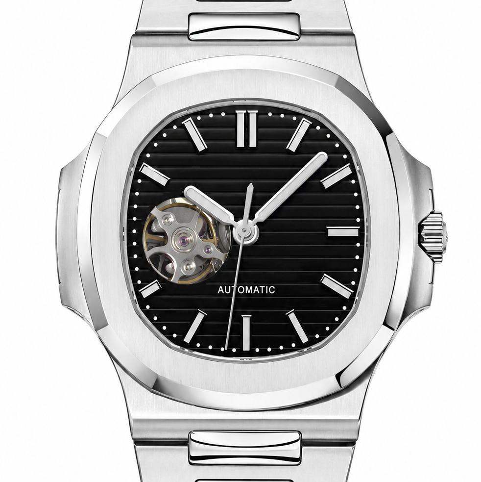 Montre Sport Chic Noir Cœur Ouvert