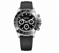 Montre Chronographe Noir & Argent Bracelet Caoutchouc