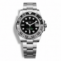 Montre GMT Lunette Noir-Gris Bracelet Acier