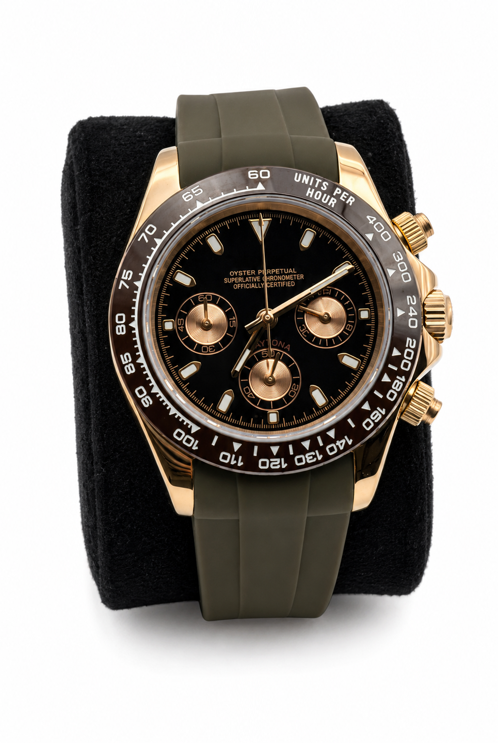 Montre Chronographe Moka & Or Rose