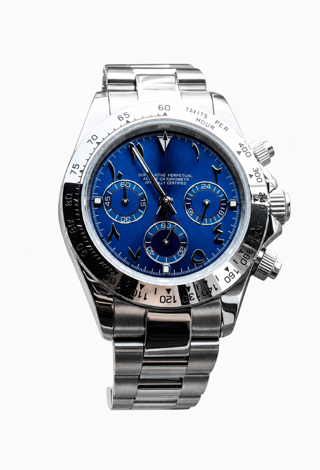 Montre Chronographe Bleu Océan Chiffres Arabes