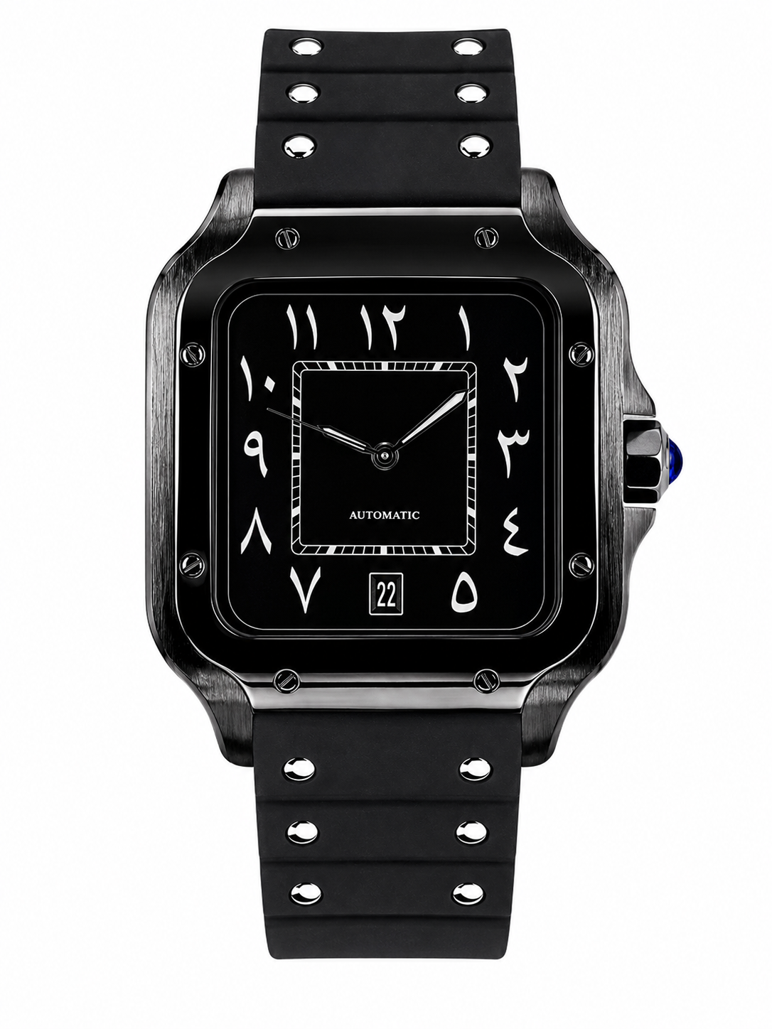 Montre Carrée Noir Caoutchouc