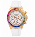 Montre Chronographe Arc-en-Ciel Blanc Bracelet Caoutchouc