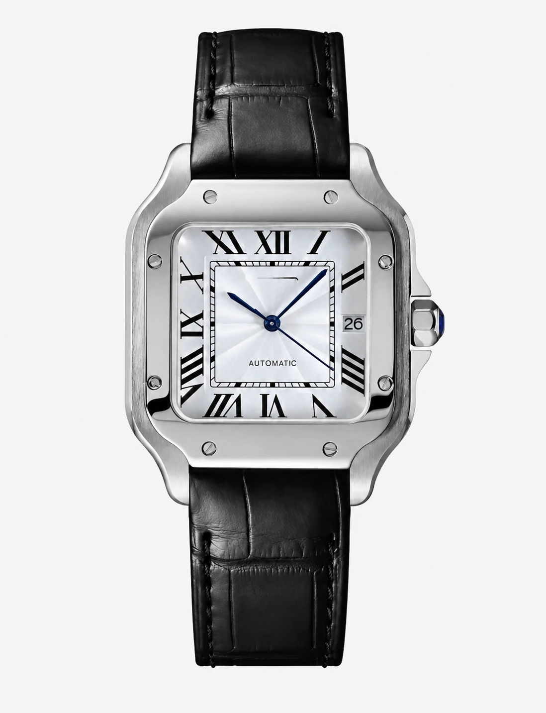 Montre Carrée Noir Cuir