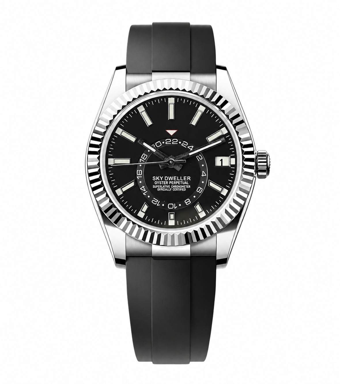 Montre Voyageur Noir Bracelet Caoutchouc