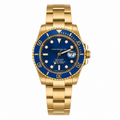 Montre Plongée Or Jaune & Bleu