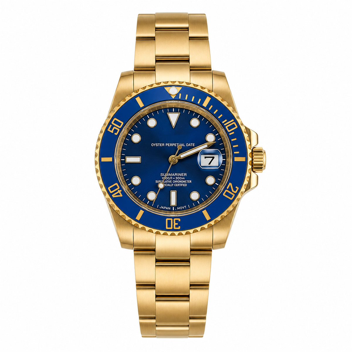 Montre Plongée Or Jaune & Bleu