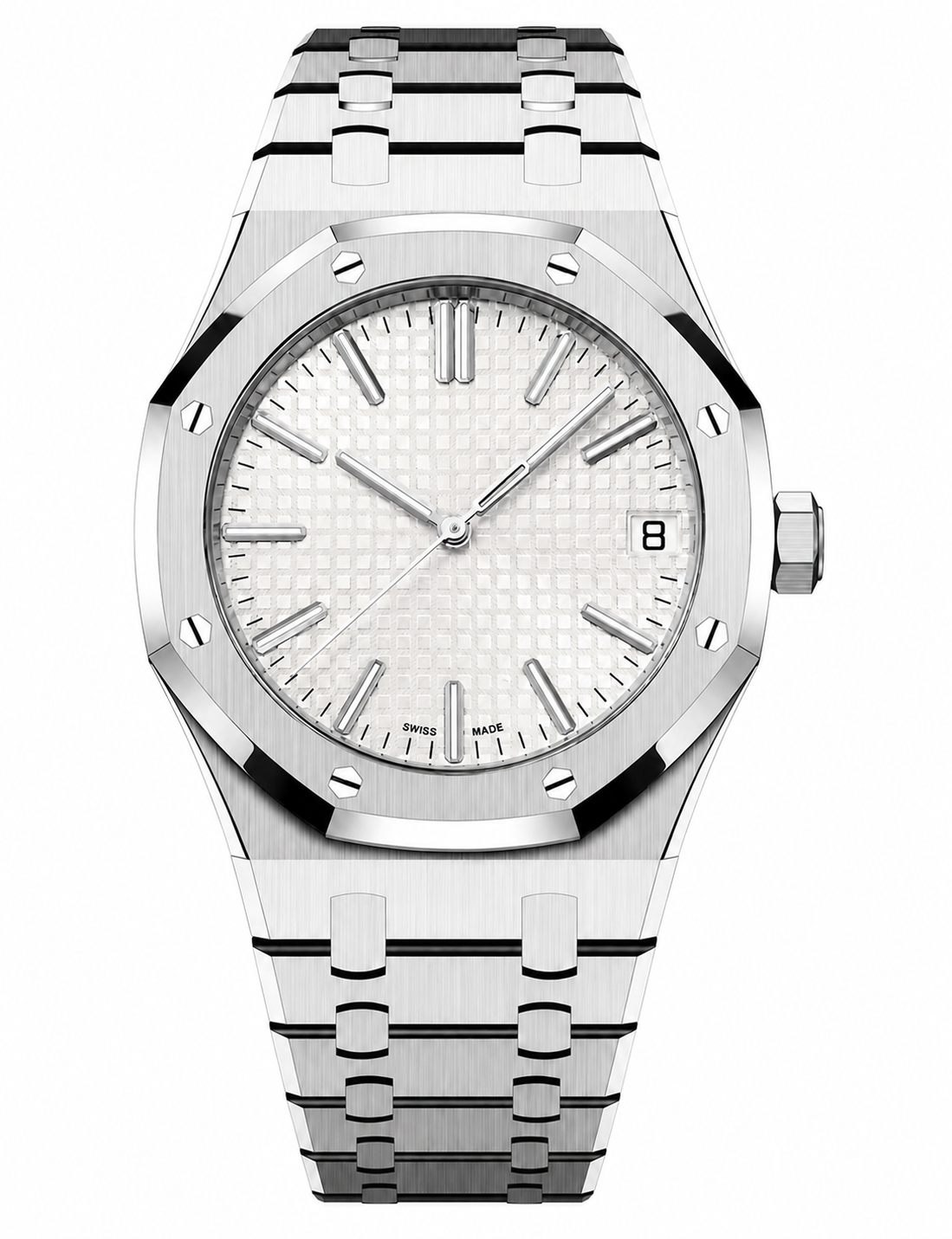 Montre Sport Luxe Blanc & Argent